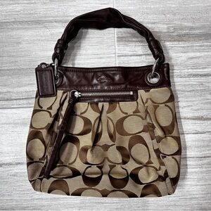 Coach Tan and Brown Signature Shoulder Bag